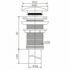 Messing Afvoerplug met overloop - 1 1/4 Inch - 8416_OF