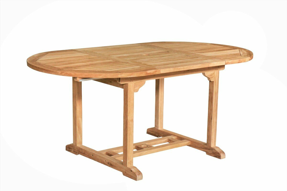 Teakhouten Tuintafel | Uitschuifbaar  Ovaal | 120-180x100x75 - ST 001