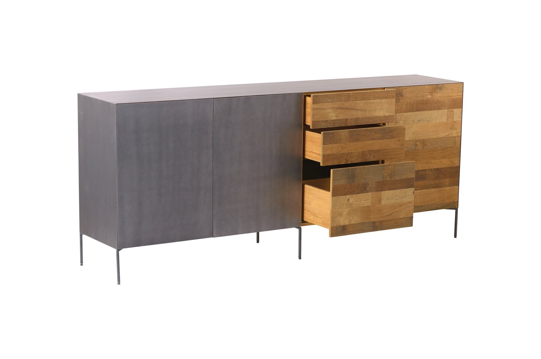 Pandora Sideboard | Blauwstaal met Teakhout | 220x45x92 - TWR-MX0010