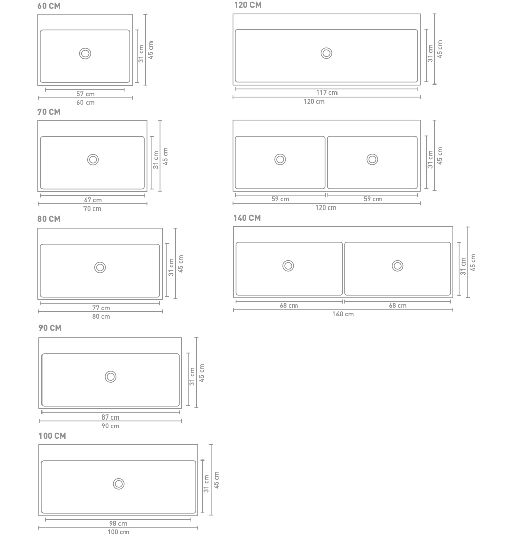 Ink United wastafel - porselein zonder kraangat incl. porseleinen click plug en verborgen overloop systeem - mat basento - 80x45x11cm (bxdxh)