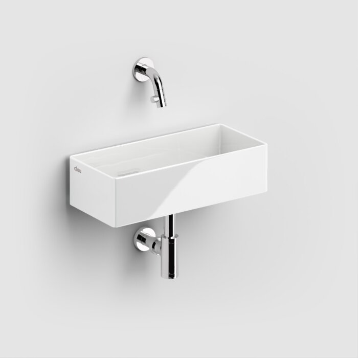 Clou - New Flush 3.1 Fontein, Met Afvoerplug, Zonder Kranenbank, Glanzend Wit Keramiek