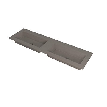 Ink Kraft dubbele meubelwastafel 160x45cm - zonder kraangaten - Quartz beton