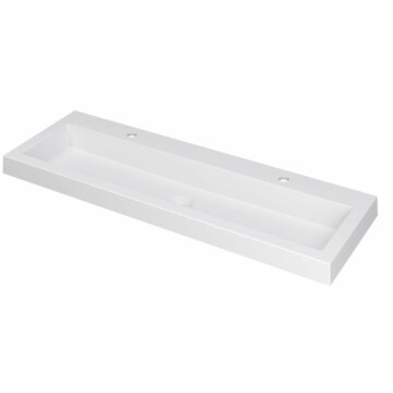 Ink Dock Wastafel Polystone met 2 kraangaten - Mat wit - 120x40 cm