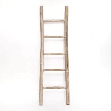 Teakhouten decoratie ladder Rustiek Wit | 50x5x175