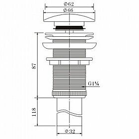 Messing Afvoerplug met overloop - 1 1/4 Inch - 8416_OF