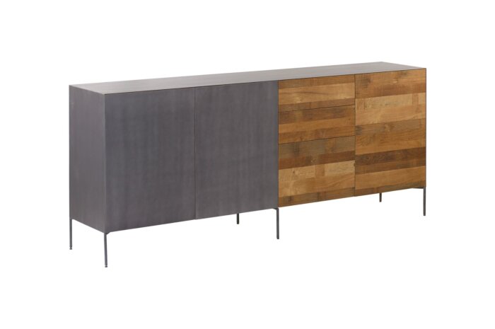 Pandora Sideboard | Blauwstaal met Teakhout | 220x45x92 - TWR-MX0010